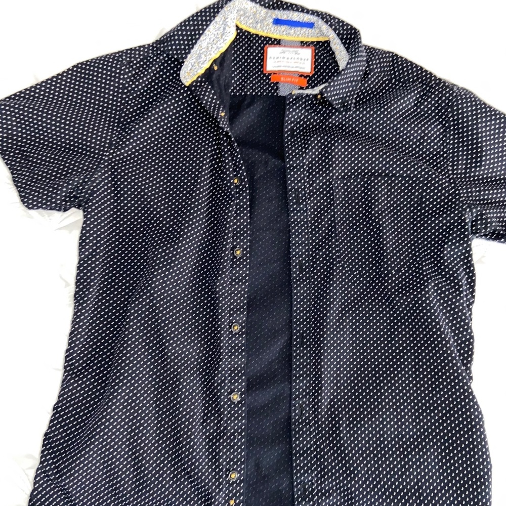 Blue and white button up